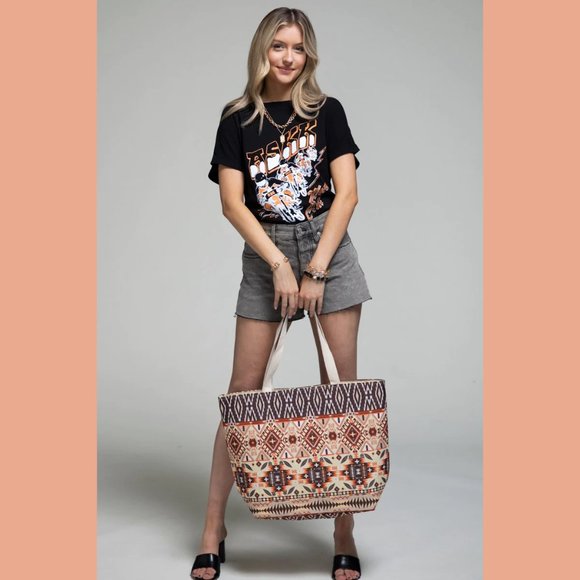 Boho Exotic Pattern Tote Bag Beach Bag - Picture 2 of 8
